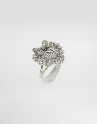Ring Dolce & Gabbana Dolce & Gabbana Devotion Heart Ring, 18K White Gold with Diamonds, Size 56 Metalisk | WRND1KWWH0180001, 1