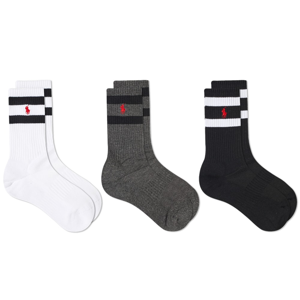 Sokker Polo by Ralph Lauren Classic Stripe Sport Sock - 3 Pack Flerfarvet | 449823360002, 0