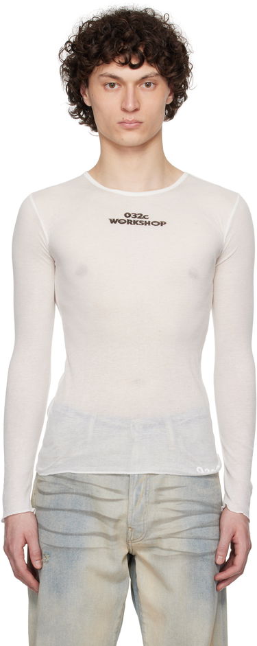 T-shirt 032C 032c 'Black Sun' Fine Rib Longsleeve T-Shirt Hvid | S25-URC-0281-100, 0