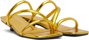 Skopleje BY FAR BY FAR Morena Eel Embossed Metallic Leather Heeled Sandals Gul | MWFHO015CL035ME033PL, 3
