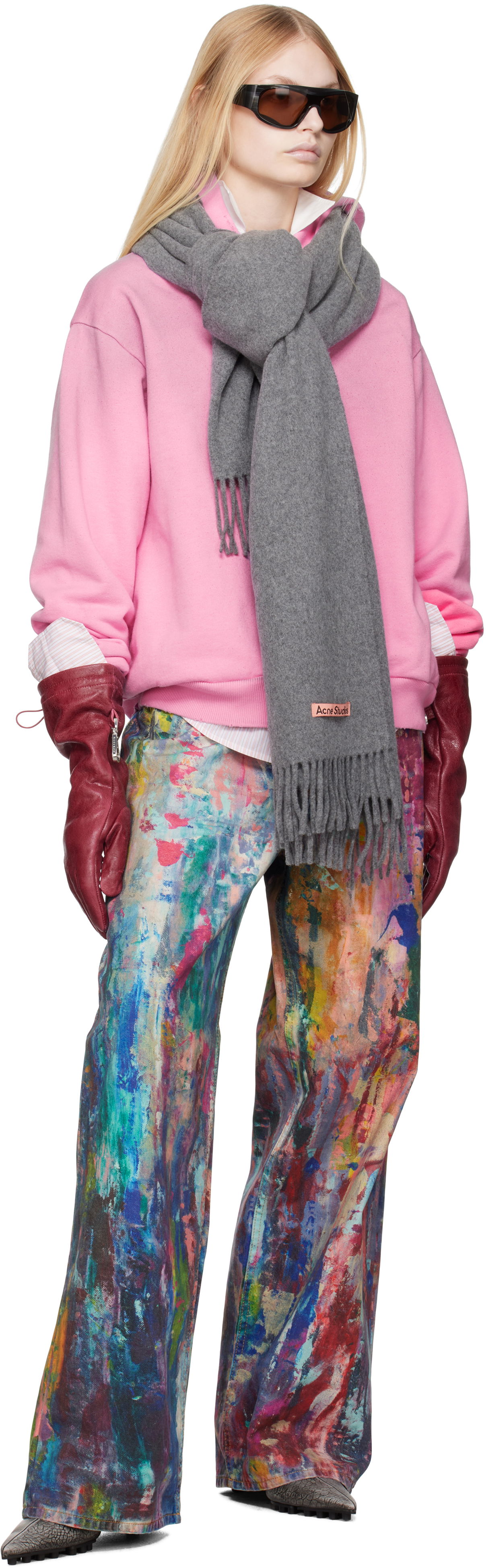Tørklæde Acne Studios Fringe Scarf Grå | CA0209-, 1