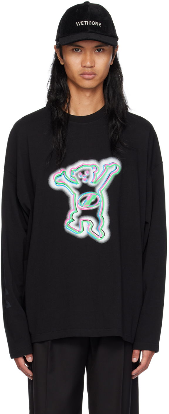 T-shirt We11done Colorful Teddy Print Long Sleeve T-Shirt Sort | WD-TT3-22-833-U-BK