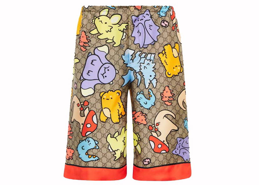 Shorts Gucci GG Print Silk Twill Shorts Beige Multi Flerfarvet | 734161ZAMD39233