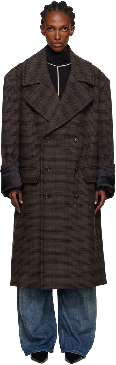 Frakker Maison Margiela MM6 Maison Margiela Checked Double-Breasted Coat Brun | S52AA0190 M35472, 0
