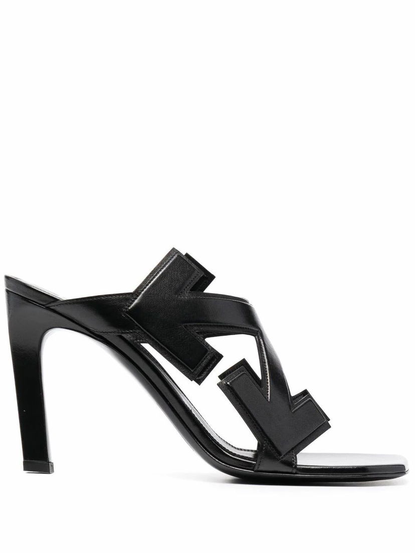 Sneakers og sko Off-White Off-White Arrow Leather Heeled Sandals Sort | OWIH010S21LEA0011000