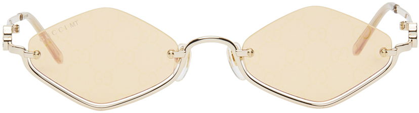 Solbriller Gucci Gold Geometric Sunglasses Metalisk | GG1604S-004