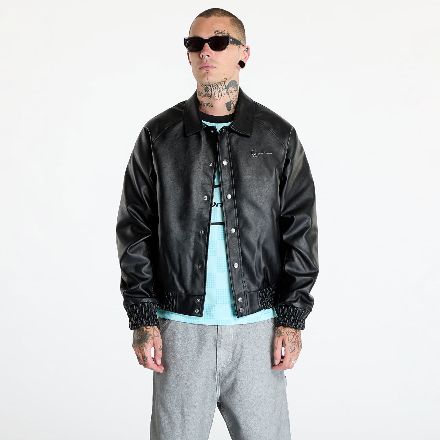 Bomberjakke Karl Kani Jacket Kani Star Full Pu College Jacket Black Sort | KM243-023-1, 0
