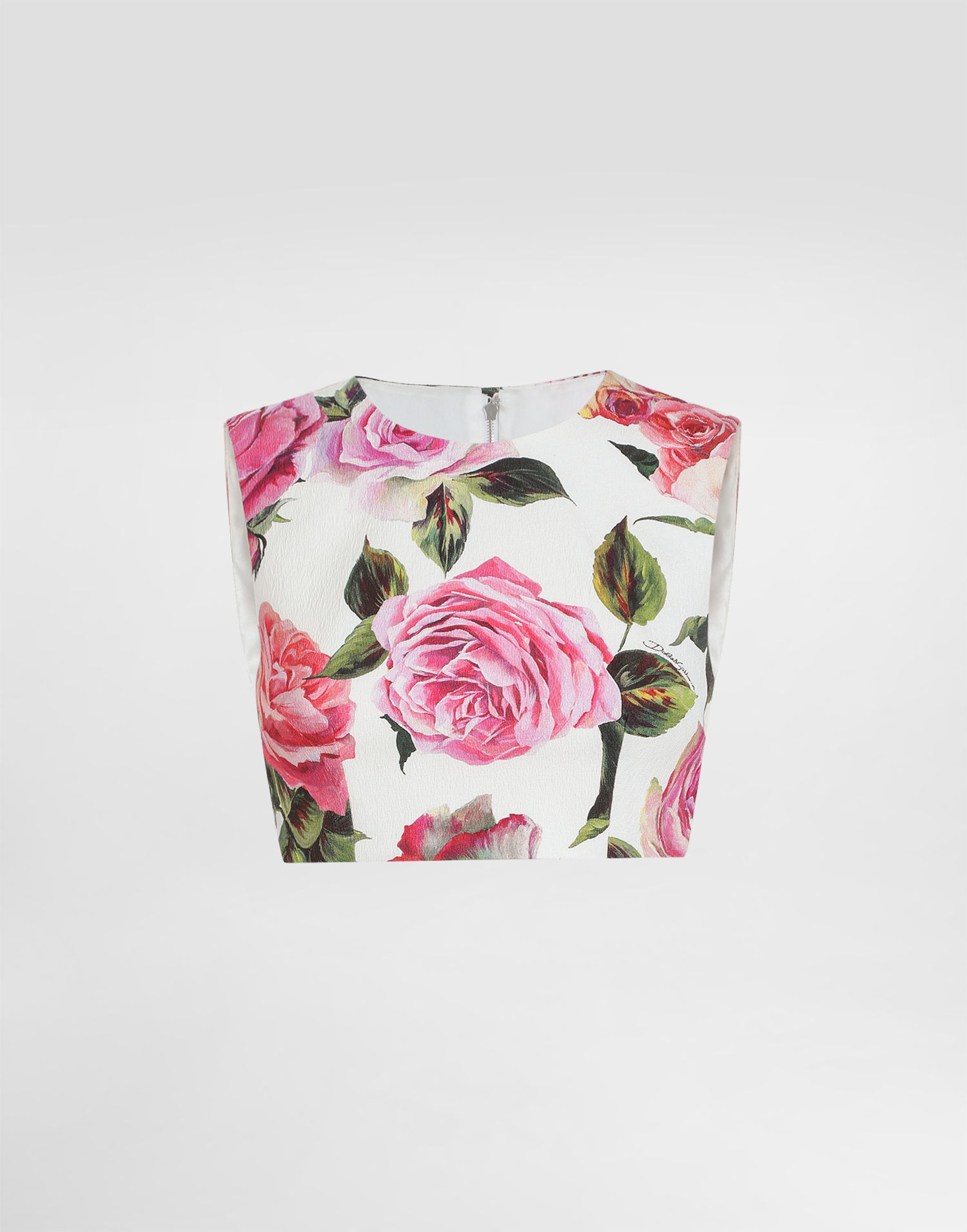 Crop top Dolce & Gabbana Dolce & Gabbana Rose Print Jacquard Crop Top Hvid | F7AO5TFSRQJHA5IG, 0