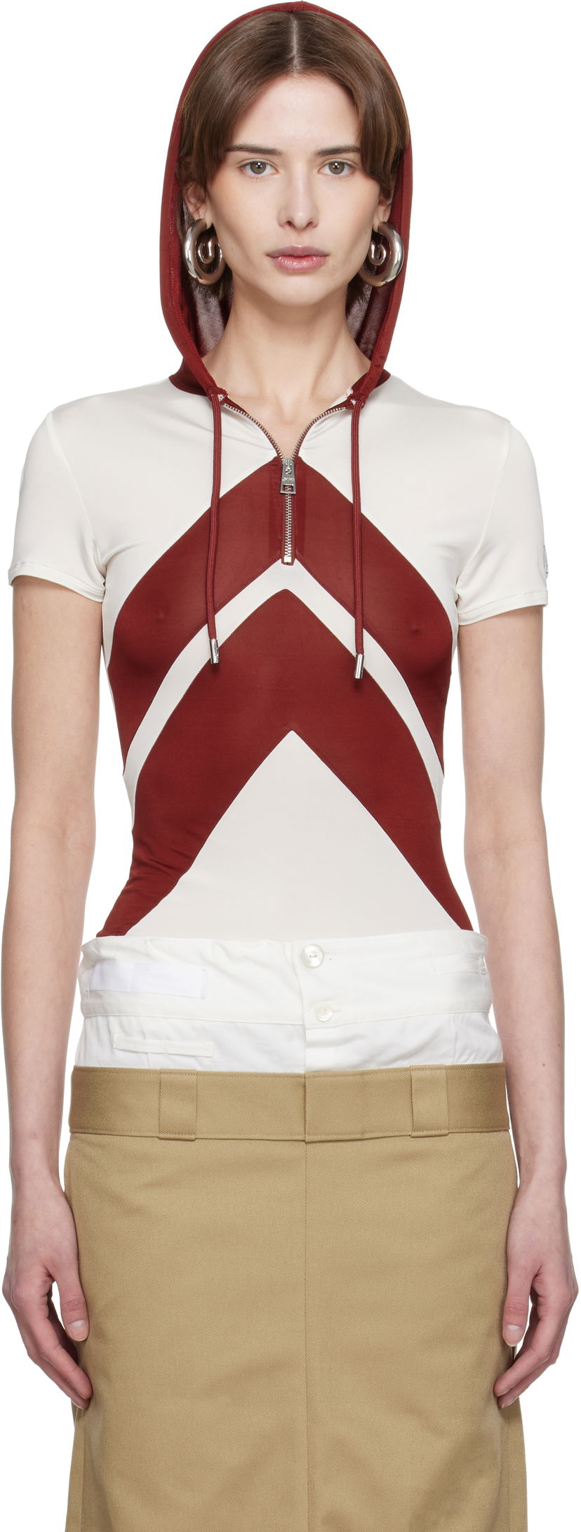 Sweatshirt Jean Paul Gaultier Jean Paul Gaultier 'The Chevrons' Hooded Top Rød | 25/33-F-TS109P-J084-0128