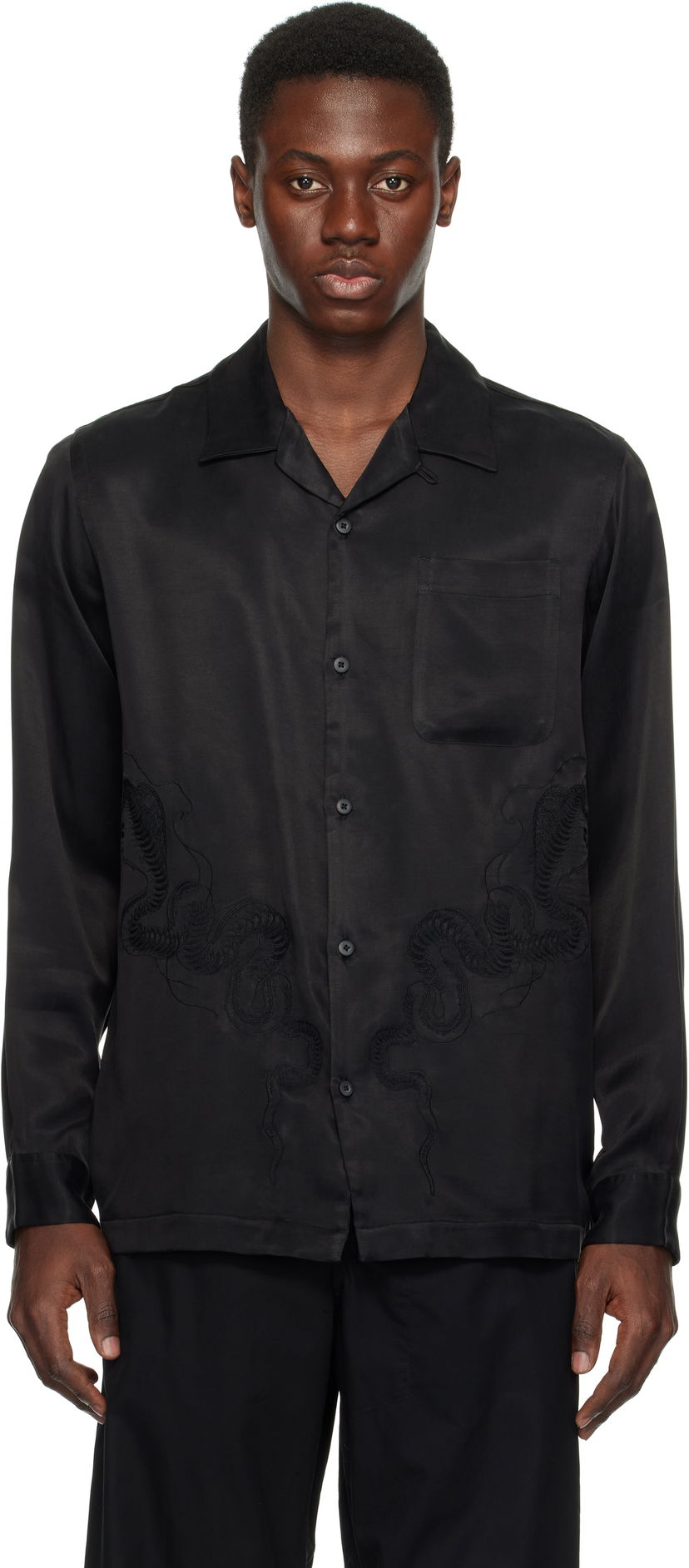 Skjorte Maharishi Maharishi Year of the Snake Cupro Shirt Sort | 6121