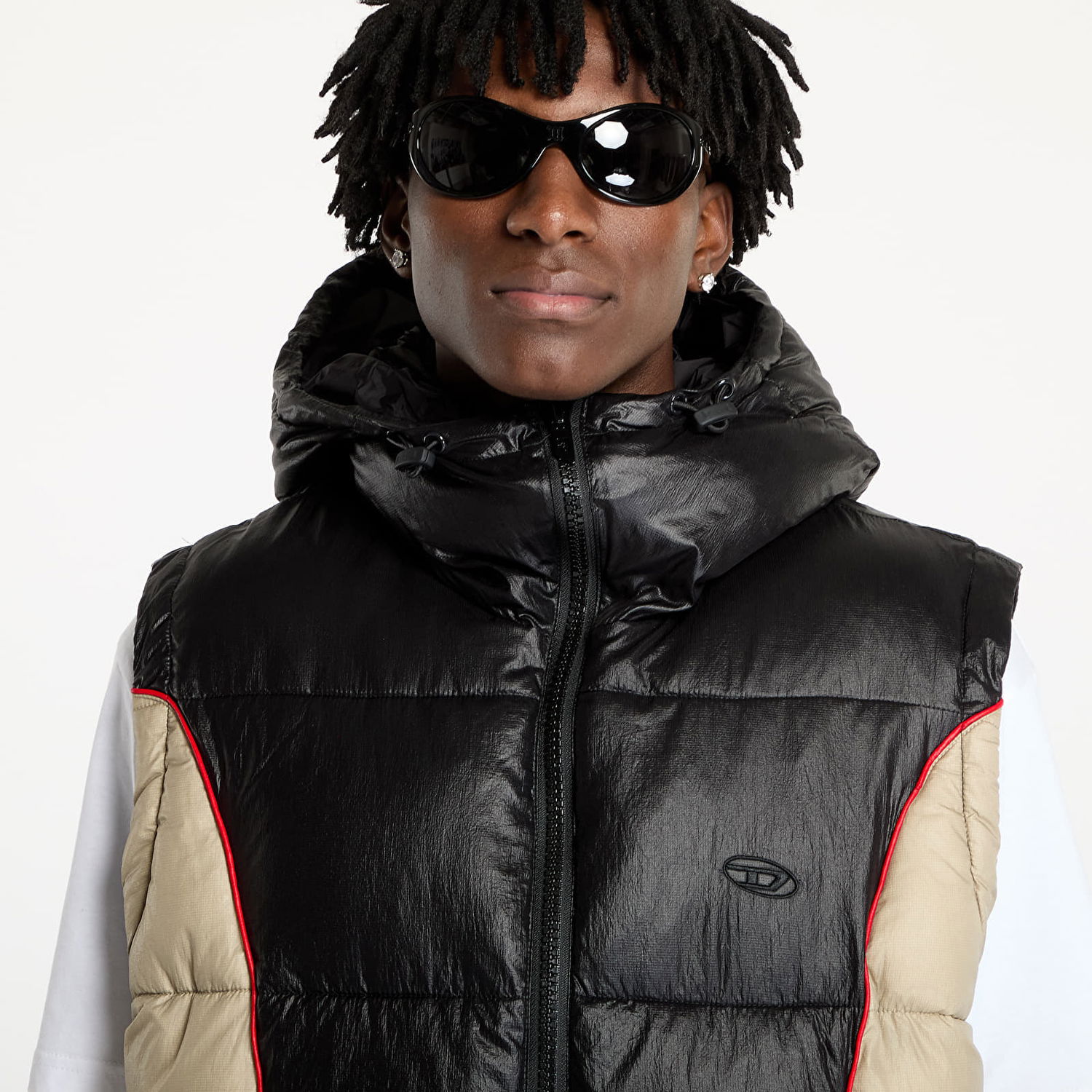 Vest Diesel Diesel W-Ostend-Sl Hooded Puffer Vest Sort | A14406_0DBCH Black, 1