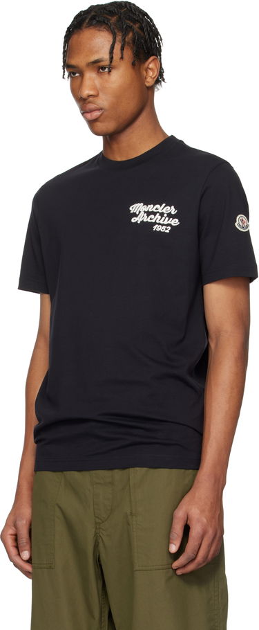 T-shirt Moncler Moncler Archive Embroidered Logo Cotton T-Shirt Sort | K10918C0006389AJS, 3