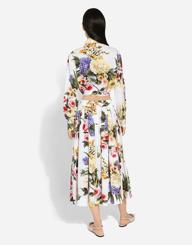 Skjorte Dolce & Gabbana Garden Print Tie-Front Crop Top Hvid | F5R73THS5Q1HA4YB, 2