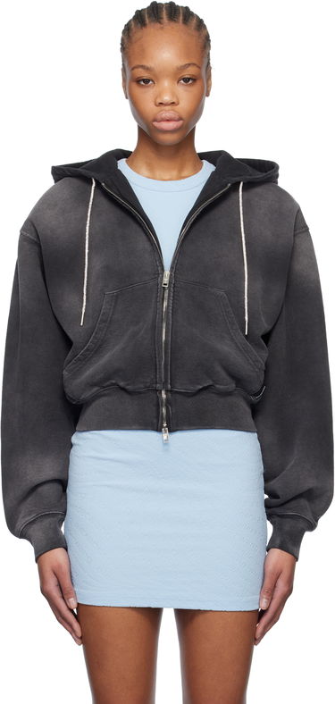 Sweatshirt Alexander Wang Alexander Wang Cropped Zip-Up Hoodie Sort | 4CC1252112, 0