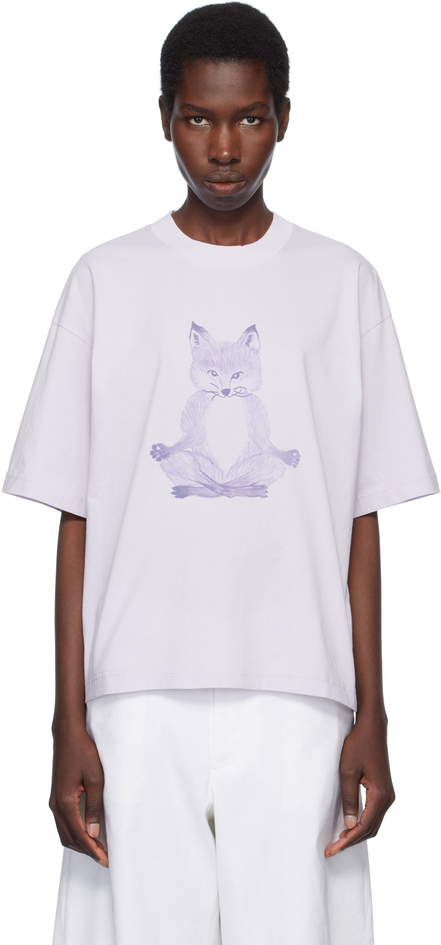 T-shirt MAISON KITSUNÉ Maison Kitsuné Yoga Fox Boxy T-Shirt Lilla | OW00123KJ0008, 0