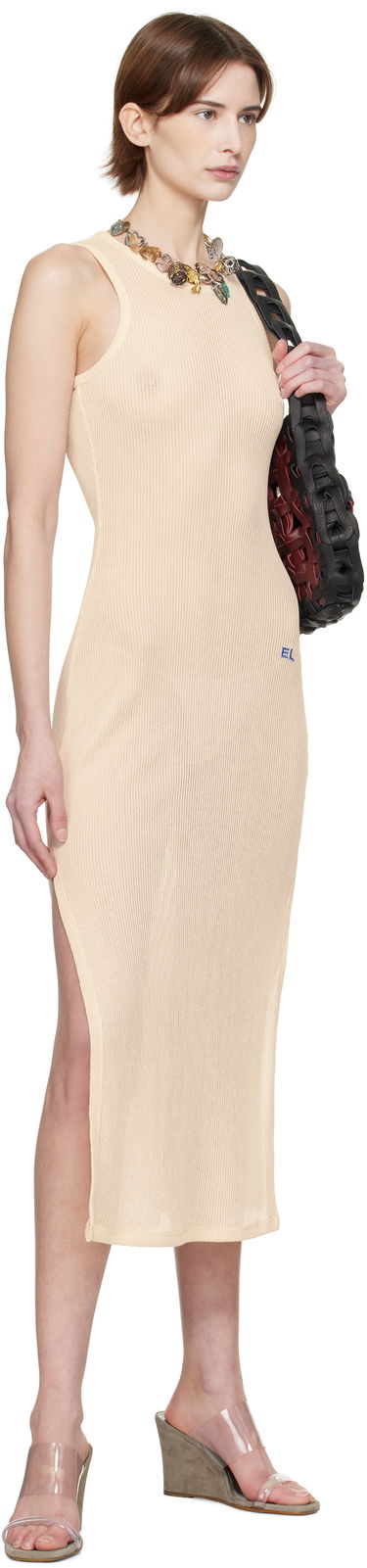 Kjole Eckhaus Latta Eckhaus Latta Spiral Midi Dress Beige | 1201-EL-PS25-O -, 3