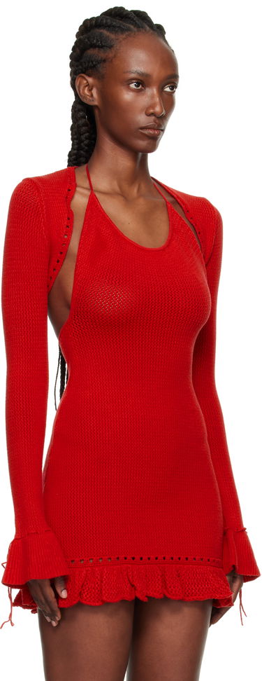 Sweater GUIZIO Guizio Crochet Ruffle Sleeve Bolero Cardigan Rød | P25705S019, 1