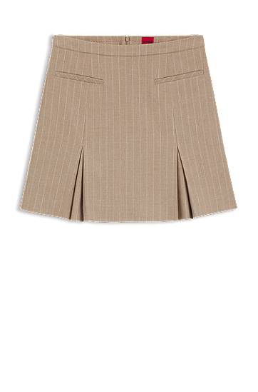 Nederdel BOSS Pinstripe Flannel Mini Skirt Beige | 50542569