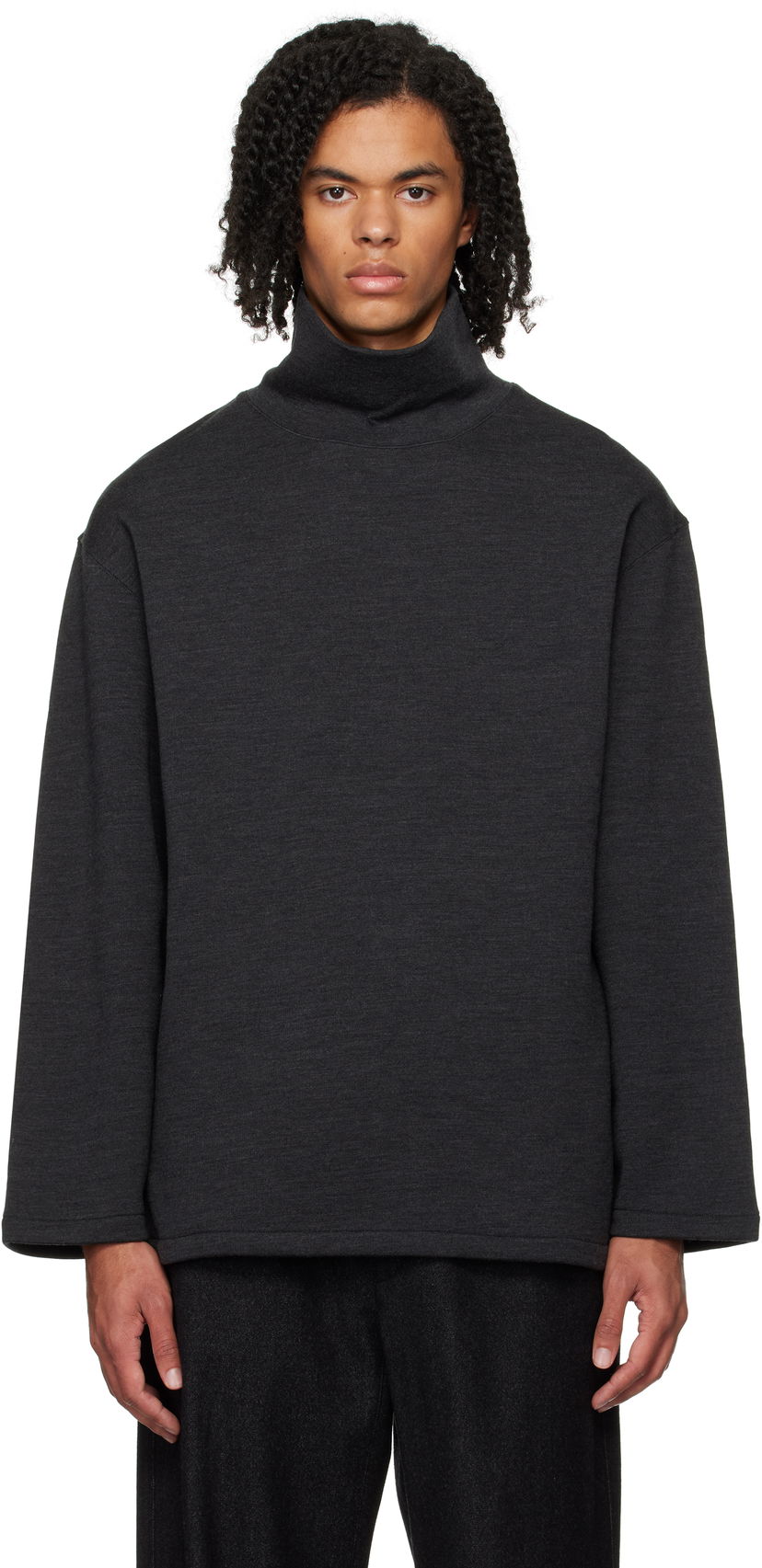 Sweater LEMAIRE Lemaire Mock Neck Sweatshirt Sort | TO1287 LJ1020