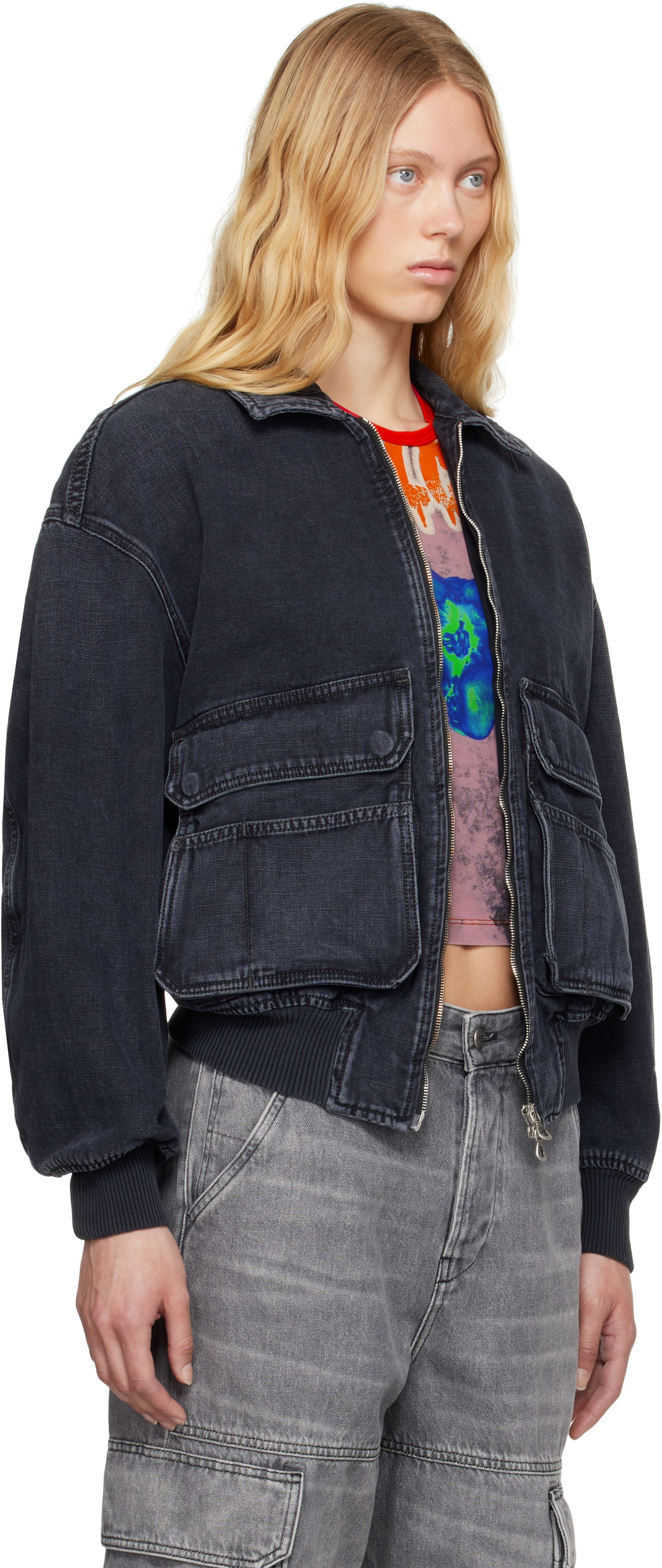 Bomberjakke Diesel D-Kurz Denim Jacket Sort | A15780 007Z9, 1