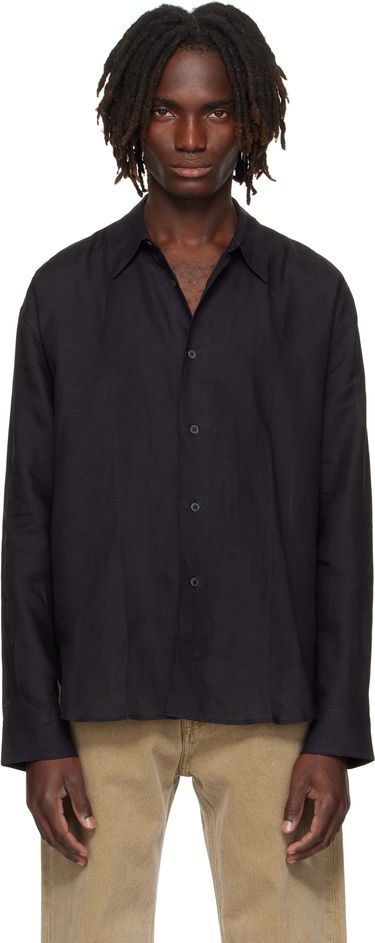 Skjorte Studio Nicholson Studio Nicholson Rafe Linen Shirt Sort | RAFE SNM - 1402, 0