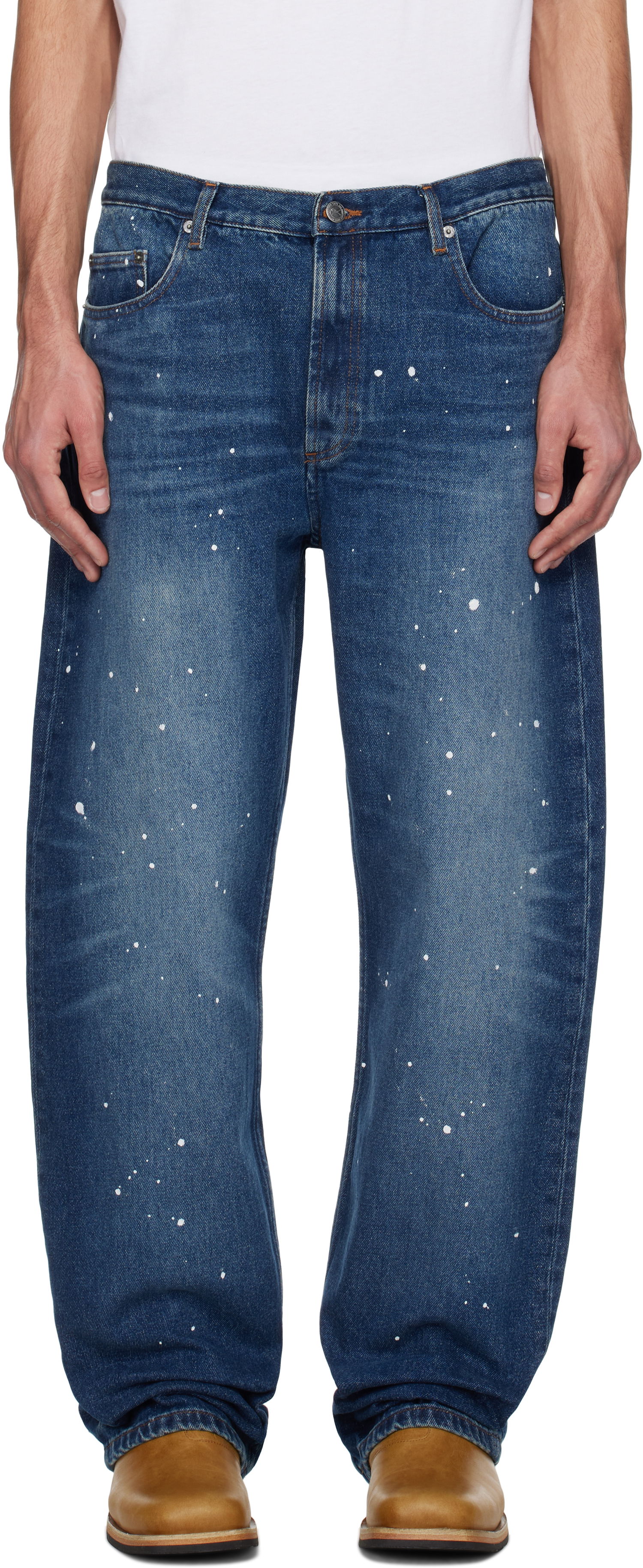 Jeans A.P.C. A.P.C. Relaxed Fit Paint Splatter Jeans Blå | COHGL-H09199, 0