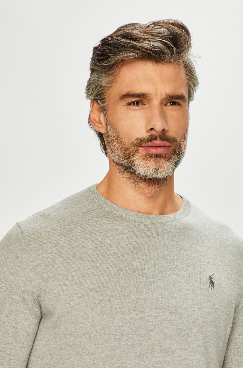 Sweater Polo by Ralph Lauren Slim Fit Cotton Sweater Grå | 710684957003, 1