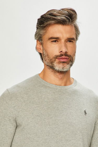 Sweater Polo by Ralph Lauren Slim Fit Cotton Sweater Grå | 710684957003, 1