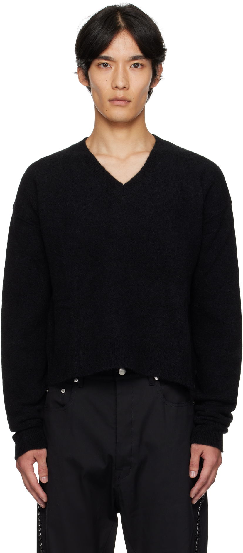 Sweater Rick Owens Rick Owens Concordians Tommy V-Neck Sweater Sort | RU02E1650 KWP