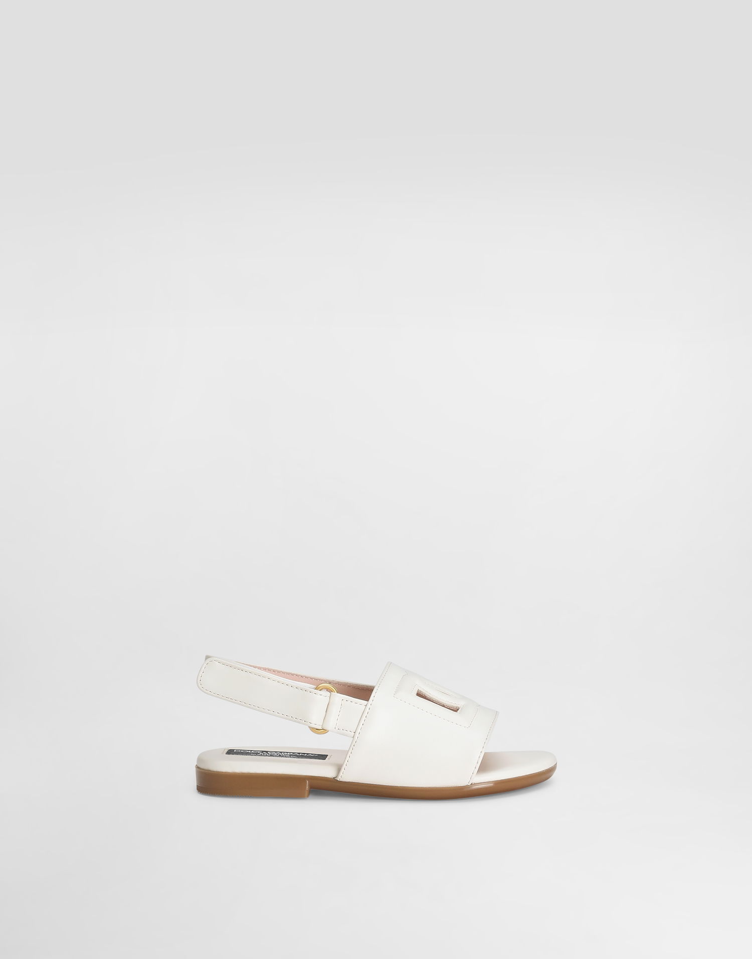 Tilbehør Dolce & Gabbana Dolce & Gabbana Calfskin Sandals With Cut-Out DG Logo Hvid | D20100A12238S936, 0