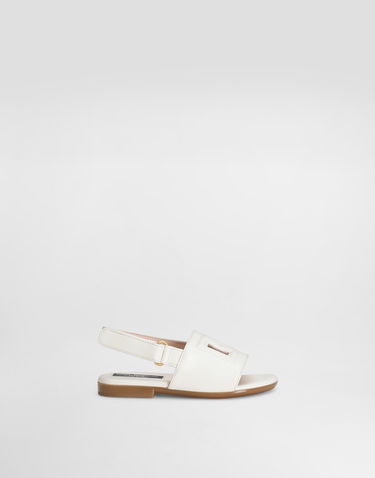 Tilbehør Dolce & Gabbana Dolce & Gabbana Calfskin Sandals With Cut-Out DG Logo Hvid | D20100A12238S936, 0