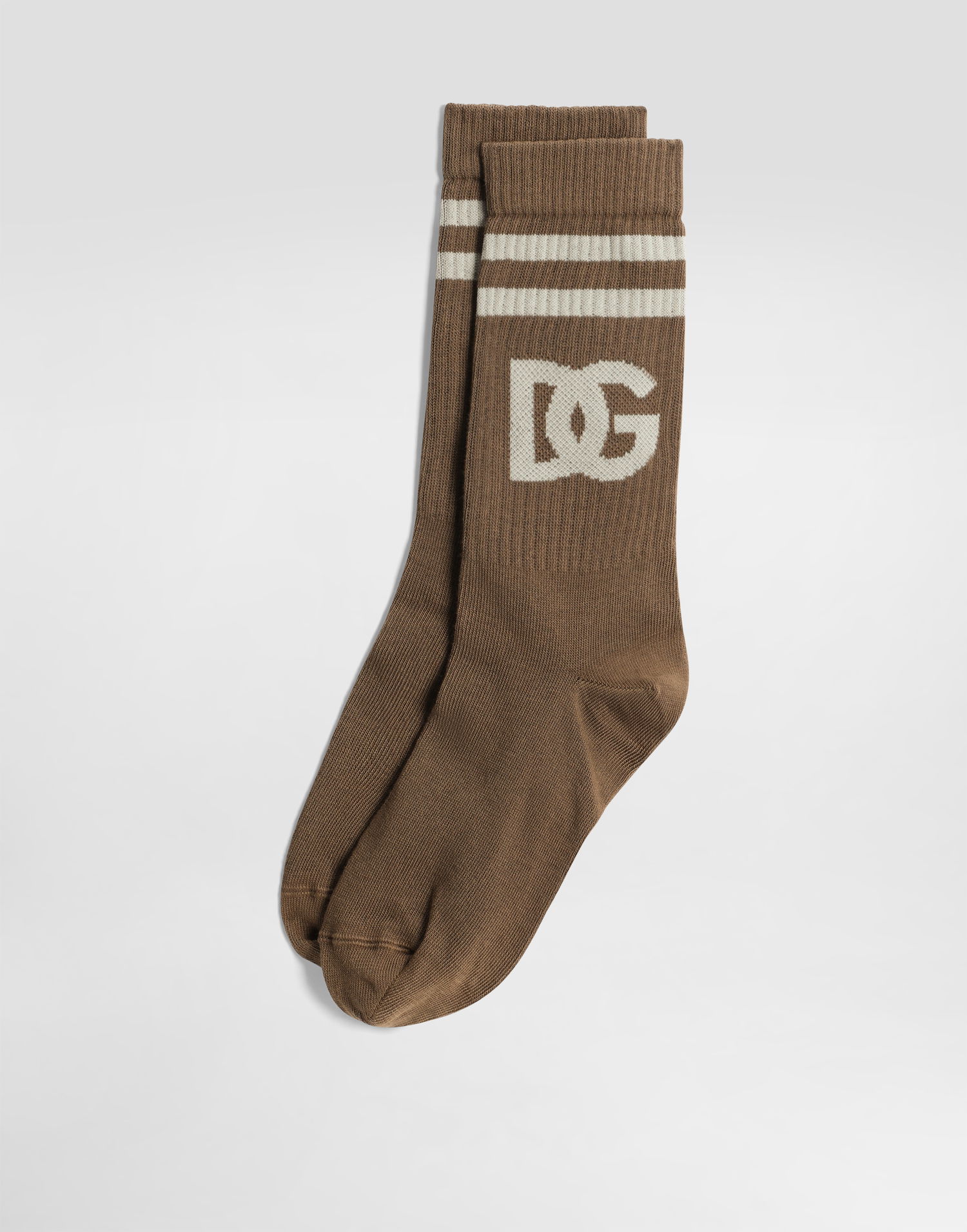 Sokker Dolce & Gabbana Dolce & Gabbana Fine-Rib Cotton Socks With Logo Brun | GXS80TJFMLAM9225, 1