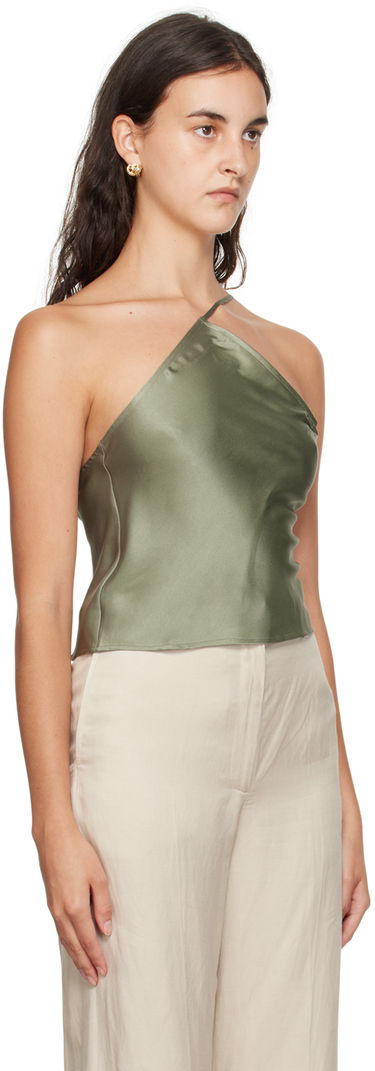 Tanktop Anine Bing Mandy One-Shoulder Silk Camisole Grøn | A-07-2793-340, 1