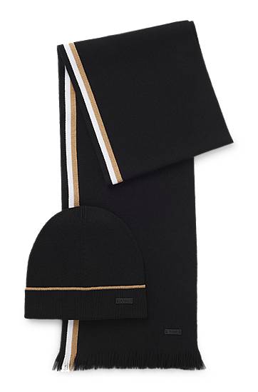 Beanie BOSS Hat and scarf gift set with stripe details Sort | 50551072, 0