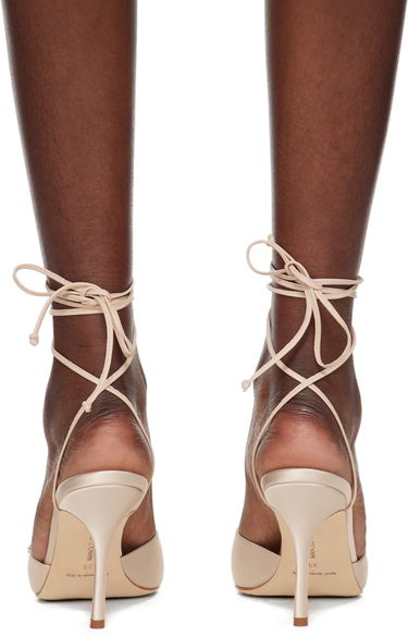 Tilbehør Manolo Blahnik Manolo Blahnik Plumena 90 Embellished Satin Heeled Sandals Beige | 124-2531-0003, 1