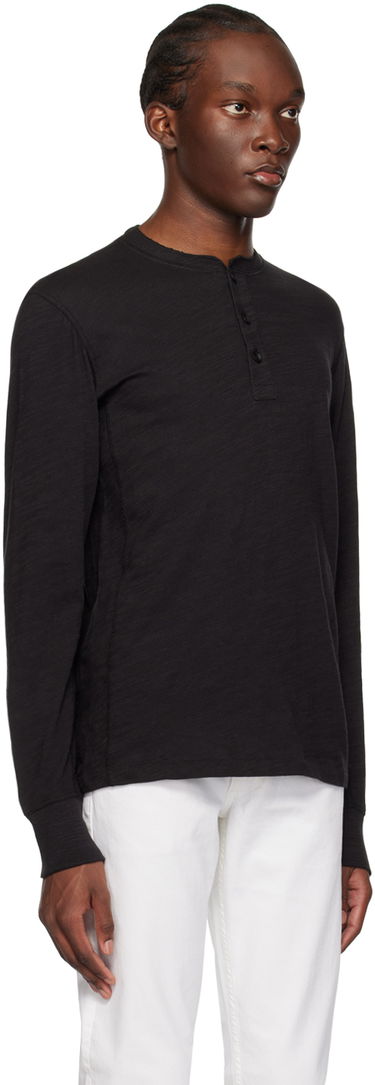 T-shirt rag & bone Flame Long Sleeve Henley Sort | M000T676G, 1