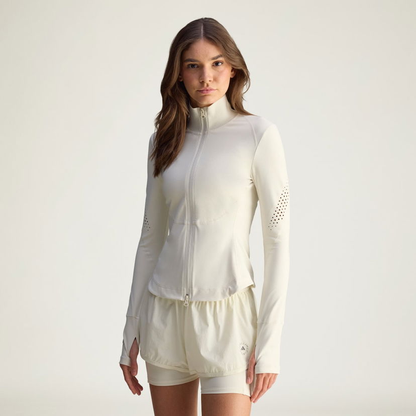 Jakke adidas Performance adidas by Stella McCartney Full-Zip Long Sleeve Training Mid-Layer Hvid | JM1397