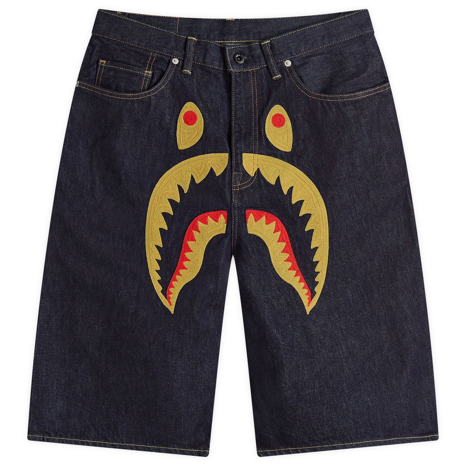 Shorts BAPE A Bathing Ape Shark Denim Shorts Mørkeblå | 001DSK301002M-IND, 0