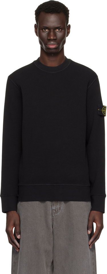 Sweater Stone Island Stone Island Waffle Fleece Sweatshirt Sort | K1S15 6100008 S0044, 0
