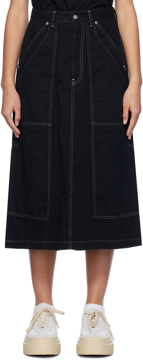 Nederdel Maison Margiela MM6 Paneled Denim Midi Skirt Sort | S62MI0015 M30002