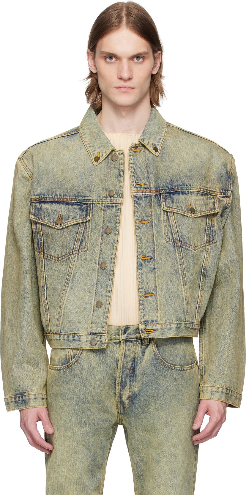 Jakke Entire Studios Entire Studios Shrunken Denim Jacket Gul | ESU-S25-11002-SW