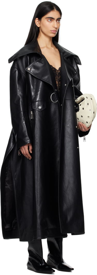 Trenchcoat Nanushka Nanushka Teca Regenerated Leather Trench Coat Sort | NW25RSOW14099, 1