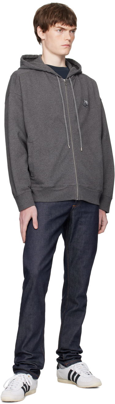 Sweatshirt MAISON KITSUNÉ Kitsuné Fox Head Patch Oversize Fullzip Hoodie Grå | PM02138KM0340, 3