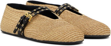 Tøj Alaïa ALAÏA Paper Straw Ballerina Flats Beige | AA3A058TK036, 3