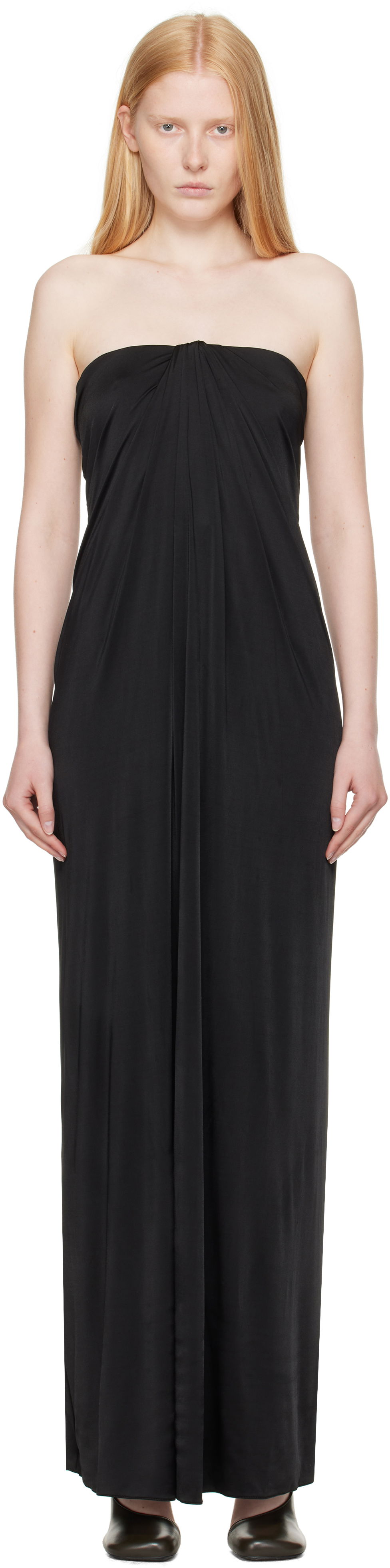 Kjole FERRAGAMO Ferragamo Sleeveless Gathered Maxi Dress Sort | 780649, 0