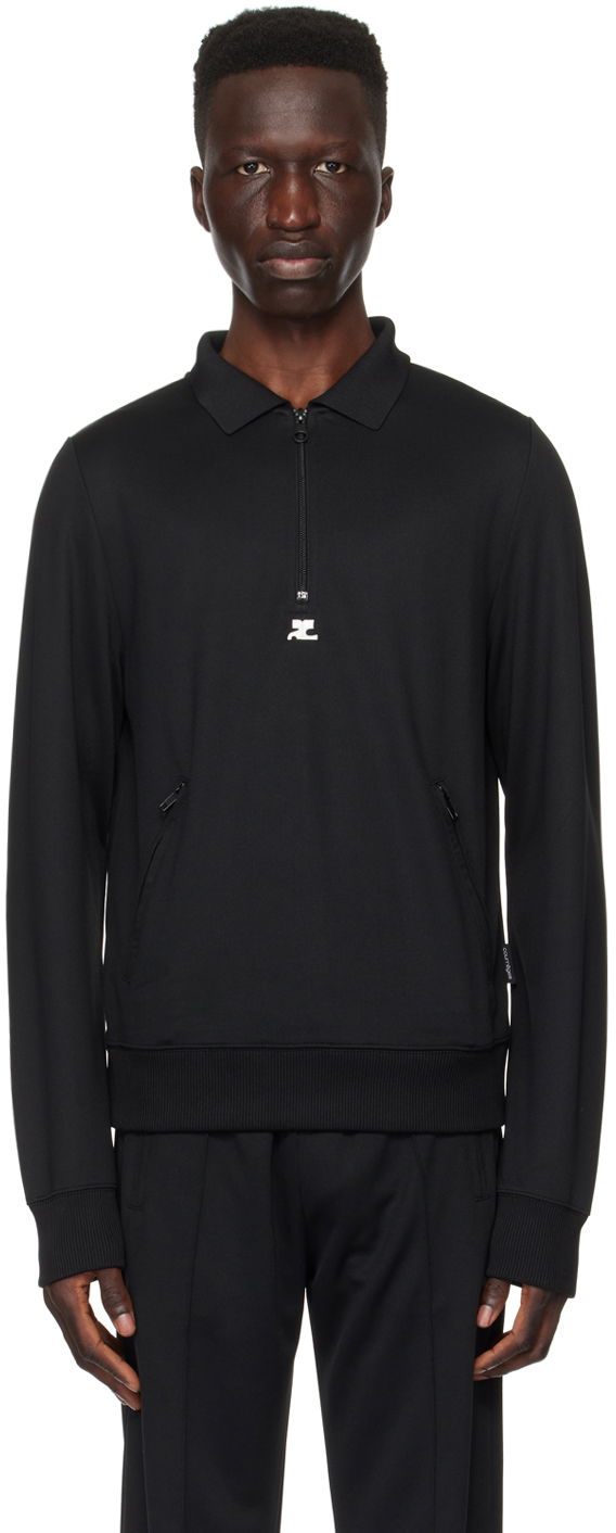 Polo skjorte Courrèges Courrèges Zip Sweatshirt Sort | 124JVE063JS0091