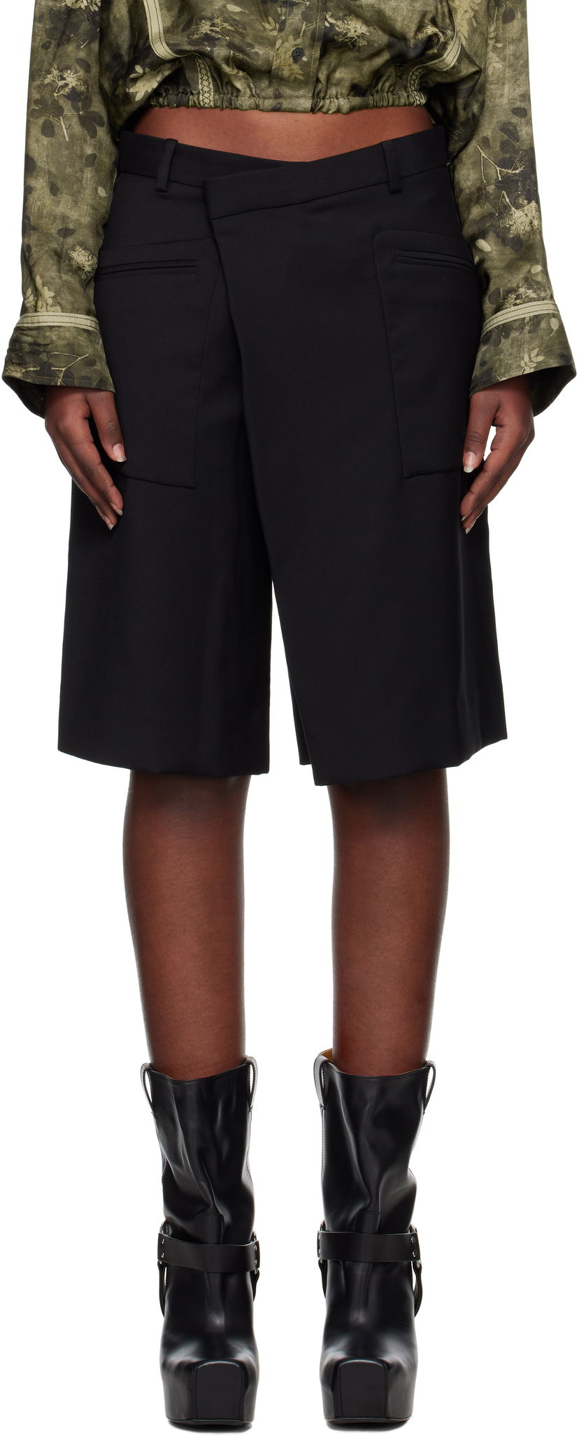 Shorts R13 R13 Crossover Knee-Length Shorts Sort | R13WR369-R475A
