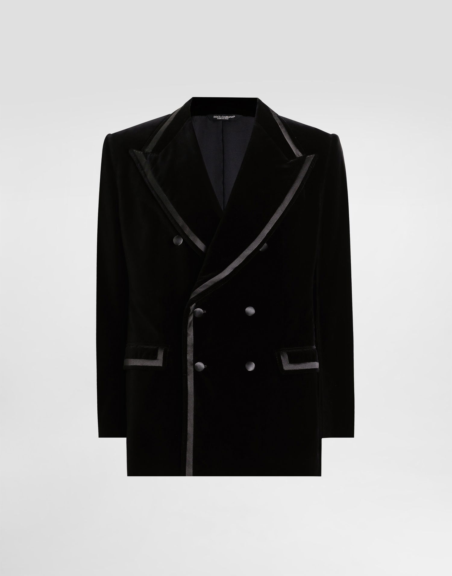 Jakke Dolce & Gabbana Dolce & Gabbana Double-Breasted Velvet Jacket Sort | G2VO8TFUVG7N0000, 0