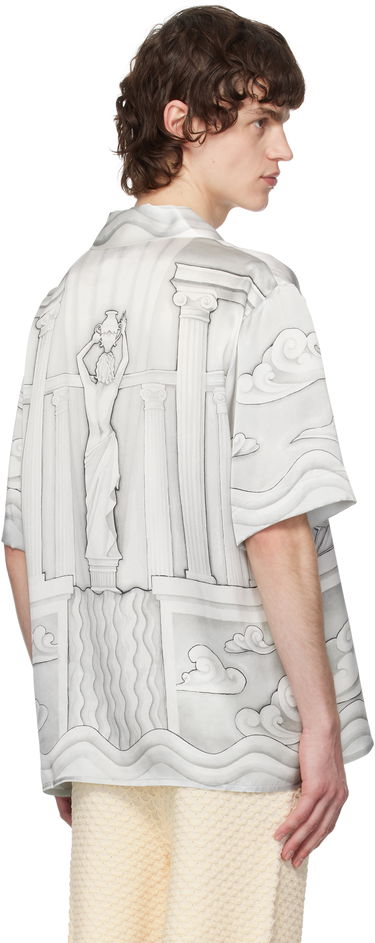 Skjorte Casablanca Casablanca Sacred Stone Silk Shirt Hvid | U-MPS25-SH-003-07, 2