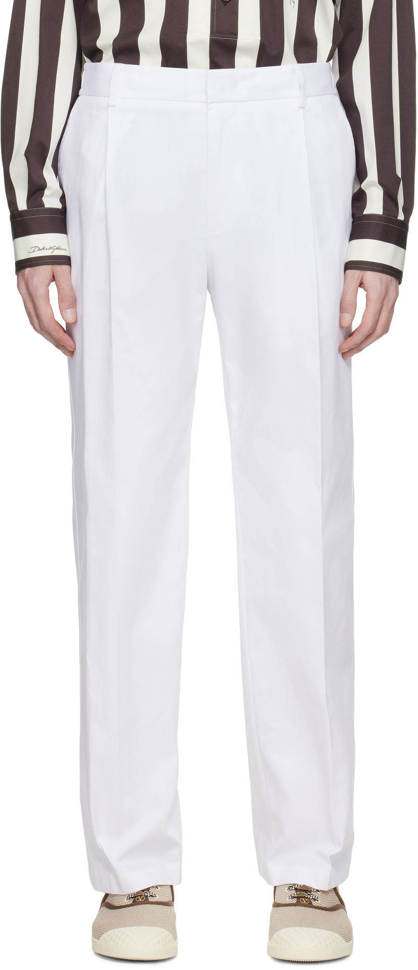 Bukser Dolce & Gabbana Dolce&Gabbana Gabardine Trousers Hvid | GP0K7TFUFNV